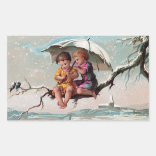 Adesivo Retangular Vinheta Retangular de Crianças de Treetop