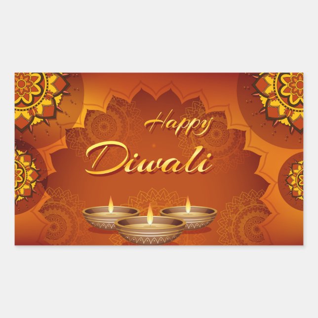 Adesivo Retangular Vinheta retangular de Diwali feliz (Frente)