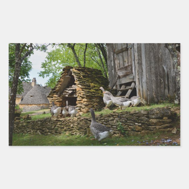 Adesivo Retangular Vinheta retangular de fazenda do foie gras tradici (Frente)