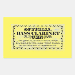Adesivo Retangular Vinheta Retangular de Licença Clarinet Bass