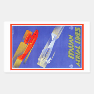 Adesivo Retangular Vinheta Retangular de Linhas Aéreas Italianas