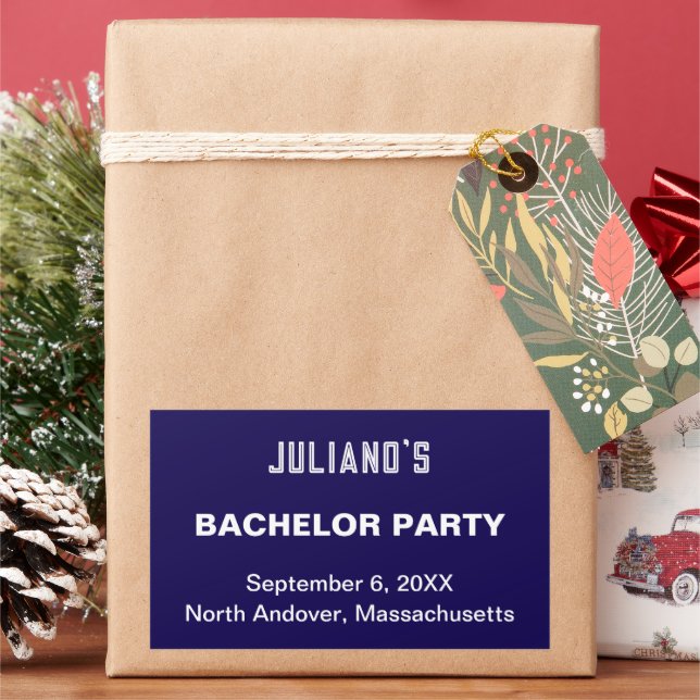 Adesivo Retangular Vinheta Retangular de Parte do Solteiro Azul Escur (Feriado)