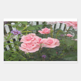 Adesivo Retangular Vinheta Retangular de Rosas Rosa