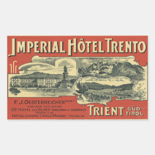 Adesivo Retangular Vinheta retangular do Hotel Imperial Trento