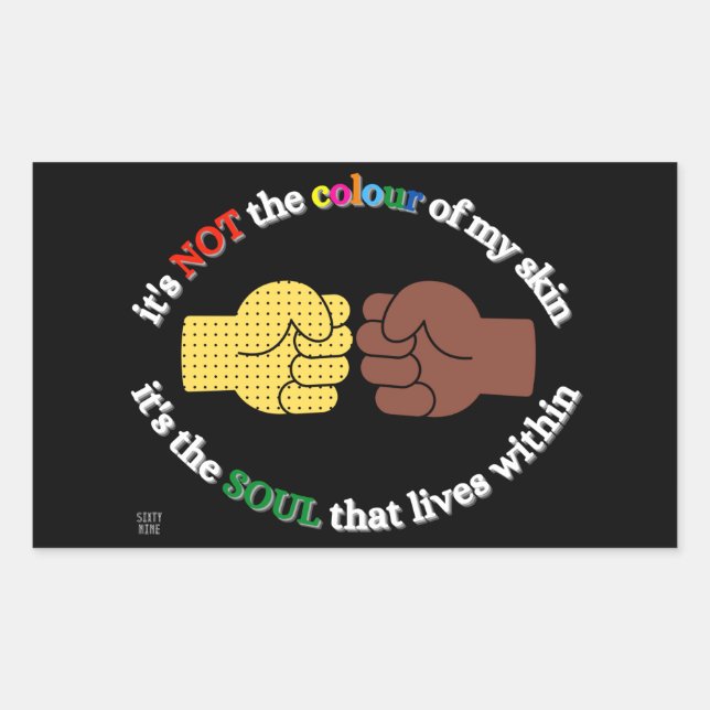 Adesivo Retangular vinheta retangular "END RACISM" (Frente)