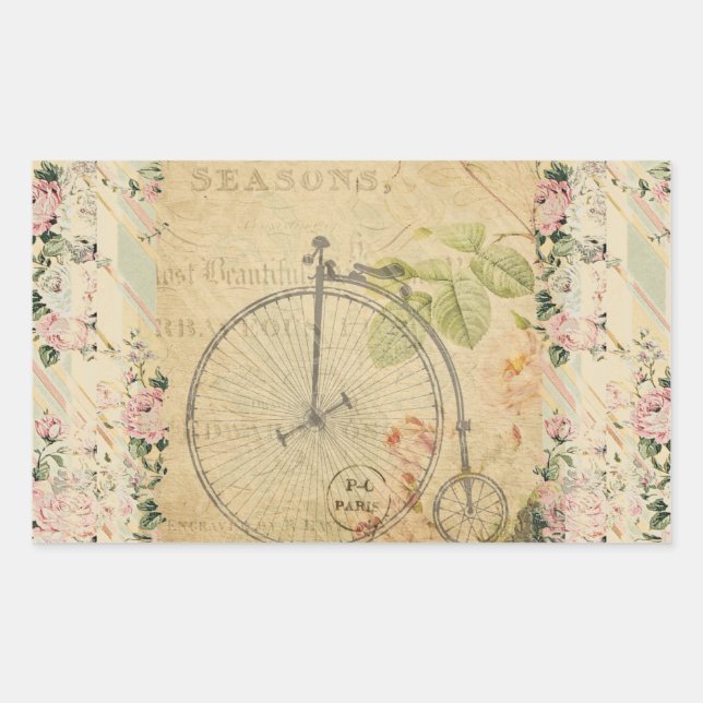 Adesivo Retangular Vinheta retangular francesa do cartão postal (Frente)