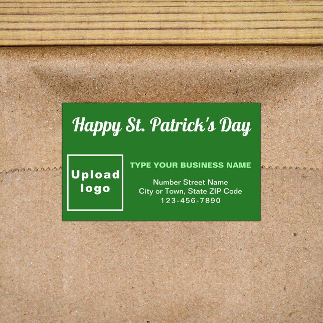 Adesivo Retangular Vinheta Retângulo Comercial de Saint Patrick Verde (Business brand with Saint Patrick greeting on green rectangle sticker)