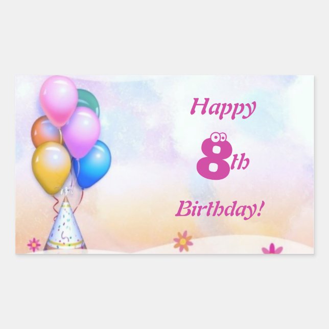 Adesivo Retangular Vinheta Retângulo do aniversário de criança (Frente)