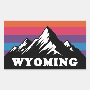 Adesivo Retangular Vinheta Retro Sunset Wyoming Mountain