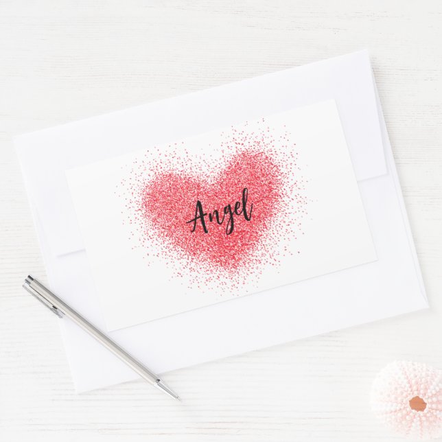 Adesivo Retangular Vinheta, Rótulo - Coração Vermelho (Envelope)