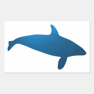 Adesivo Retangular Vinheta Silhueta Orca do Mar Profundo