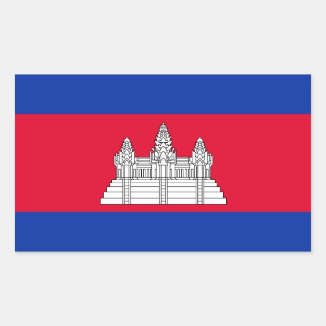 Adesivo Retangular Vinheta Sinalizador do Camboja (Frente)