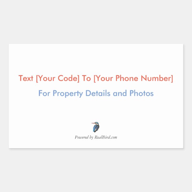 Adesivo Retangular Vinheta SMS RealBird (Frente)