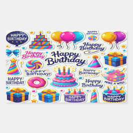 Adesivo Retangular Vinhetas da esquerda feliz aniversário