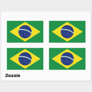 Adesivo Retangular Vinhetas de bandeira do Brasil. Ordem e Progresso.