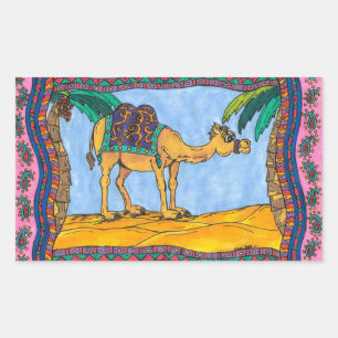 Adesivo Retangular Vinhetas de camelo loucas