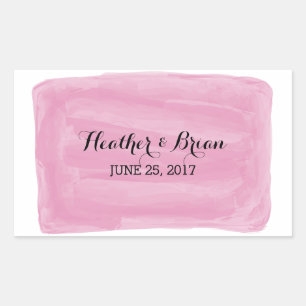 Adesivo Retangular Vinhetas de Casamento com Aquarela Rosa
