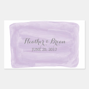 Adesivo Retangular Vinhetas de Casamento com Aquarelas Roxas