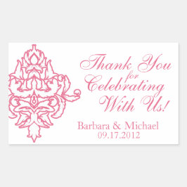 Adesivo Retangular Vinhetas De Casamento De Retângulo Com Damáscaras 
