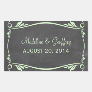 Adesivo Retangular Vinhetas de Cascas de Chalkboard Verde Flourish