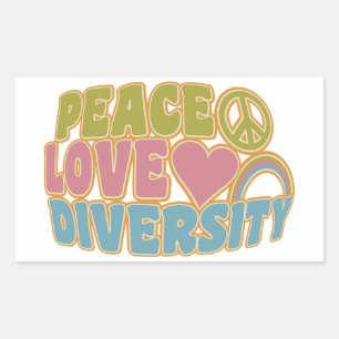Adesivo Retangular Vinhetas de diVERSIDADE de amor pela PAZ