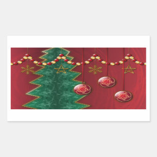 Adesivo Retangular Vinhetas de Natal de Celebração Fractal