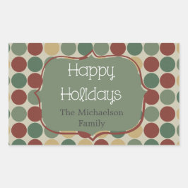 Adesivo Retangular Vinhetas de Natal de Pontos Retro Grandes