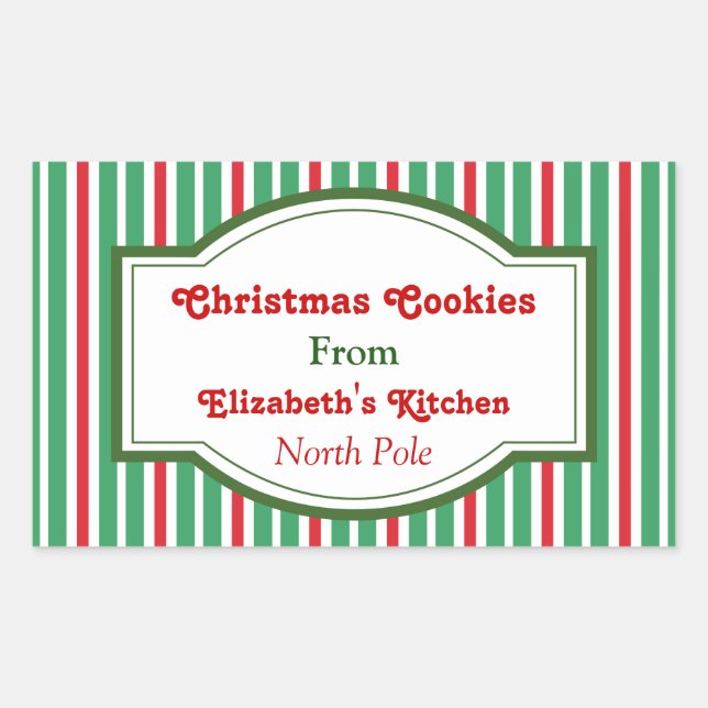 Adesivo Retangular Vinhetas de Natal Vermelhas e Verdes (Frente)