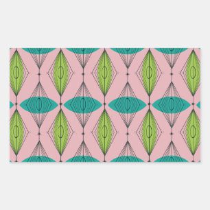 Adesivo Retangular Vinhetas de retângulo do Ogee Rosa Atômico e do St