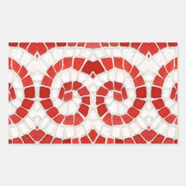 Adesivo Retangular Vinhetas de retângulo MOSAIC VERMELHO (Frente)
