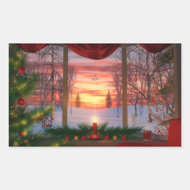 Adesivo Retangular Vinhetas de Verão do Céu (Frente)