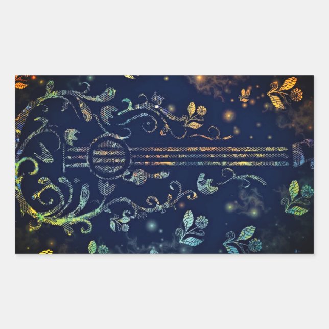 Adesivo Retangular Vinhetas de Violão Floral (Frente)