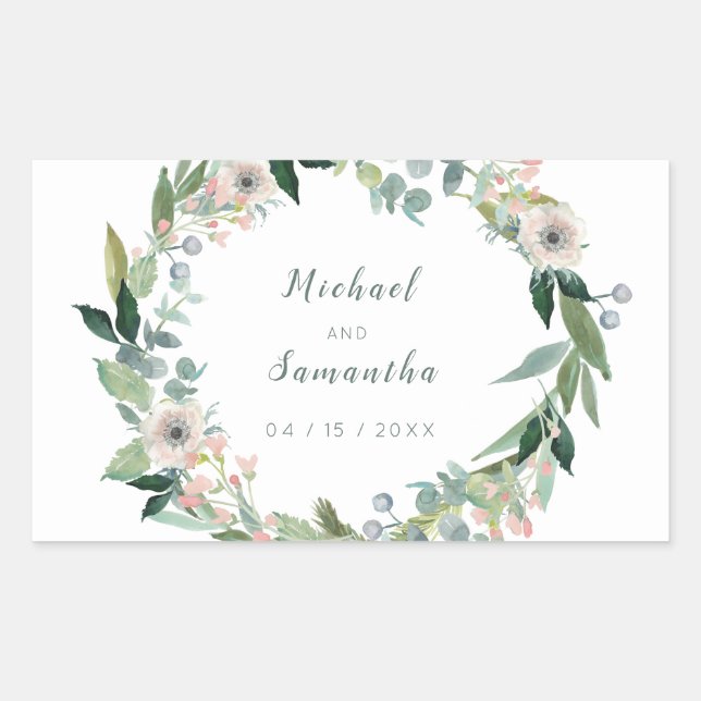 Adesivo Retangular Vinhetas Florais De Casamento De Ferro Elegante (Frente)