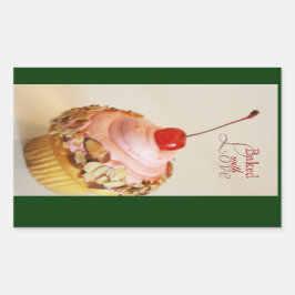 Adesivo Retangular Vinhetas para Cupcake de cereja