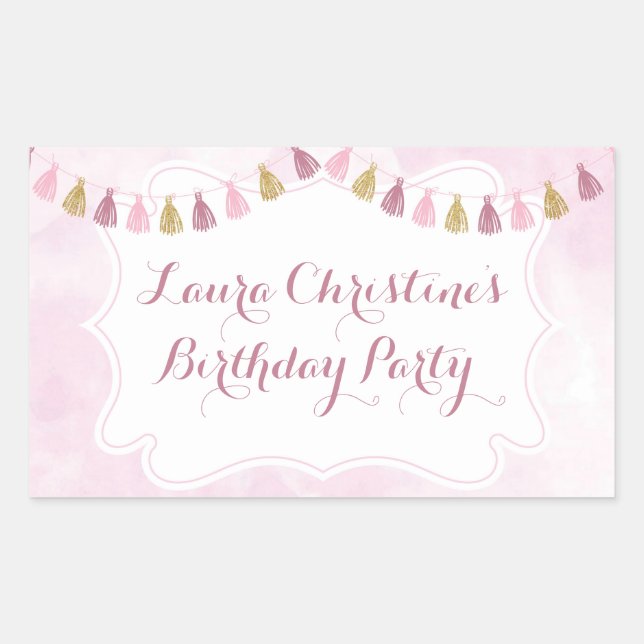 Adesivo Retangular Vinhetas para uma Festa de aniversário (Frente)