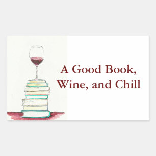 Adesivo Retangular Vinho e autocolante no vidro traseiro dos livros