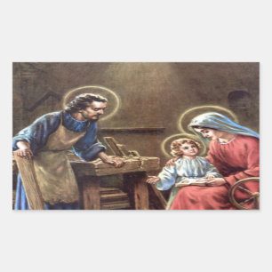 Adesivo Retangular vintage a família sagrada, Jesus cristo, Josef, Ma