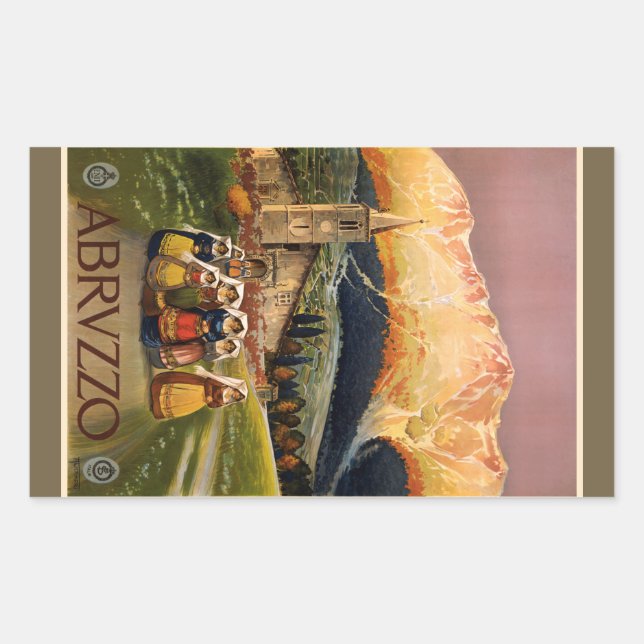 Adesivo Retangular Vintage Abrvzzo - Itália (Frente)