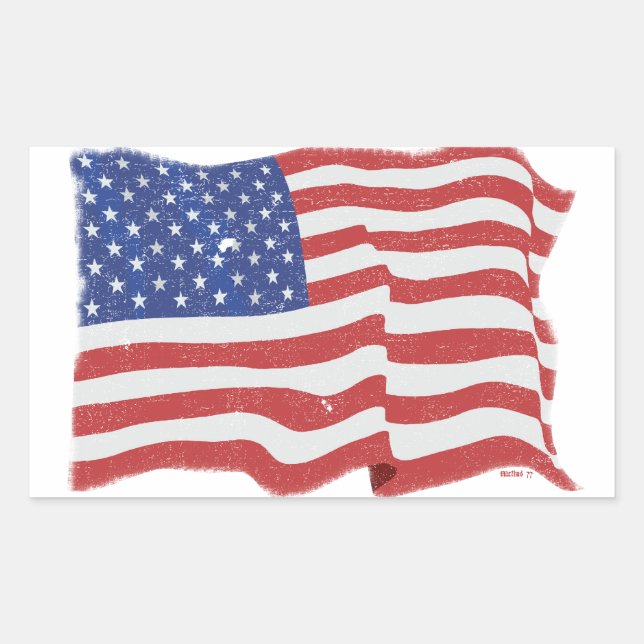 Adesivo Retangular Vintage American Flag Stickers (Frente)