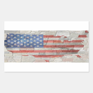 Adesivo Retangular Vintage American Patriotic Map Flag Na Parede