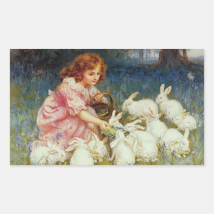 Adesivo Retangular Vintage Animais Lindos Páscoa