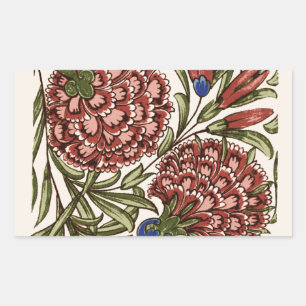 Adesivo Retangular vintage, antiga flor, Carnação art design