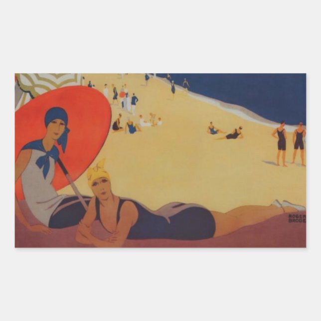 Adesivo Retangular Vintage Anúncio de Viagem francês (Frente)