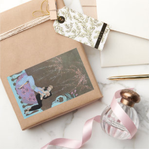 Adesivo Retangular Vintage Art Deco Fireworks Le Feu, George Barbier