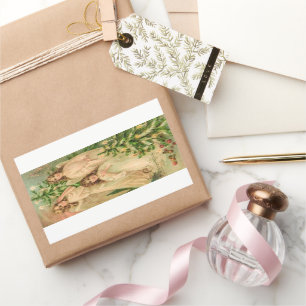 Adesivo Retangular Vintage Art Russo Anjos de Natal