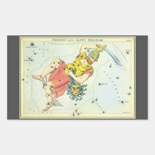 Adesivo Retangular Vintage Astonomy, Perseus e Medusa da cabeça