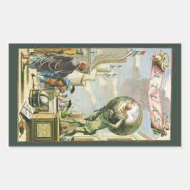 Adesivo Retangular Vintage Barroco Era Atlas Frontispece Mundo