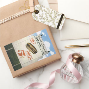 Adesivo Retangular Vintage Billboard, O Maior Drive Do Mundo Em Hotdo