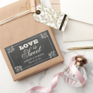 Adesivo Retangular Vintage Black Chalkboard Wedding Love é Sweet