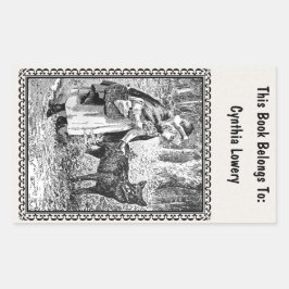 Adesivo Retangular Vintage Black White Hood Wolf in Frame